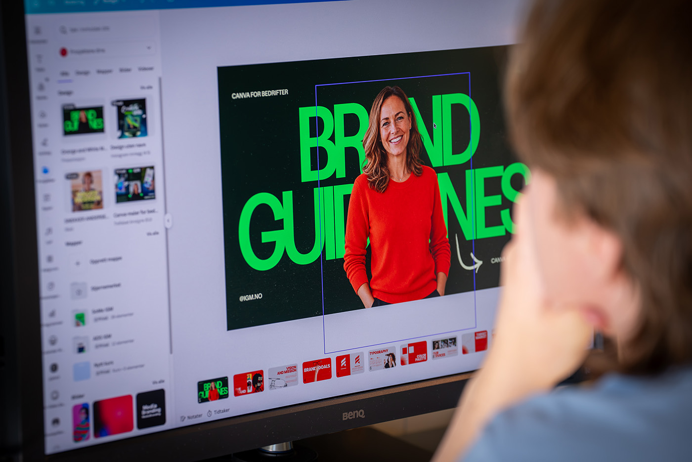 Canva-design under redigering på skjerm i en artikkel med tips for ikke-designere.